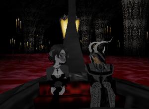  - Minions of Darkness riding down a river of blood.
Nah, just kidding. It's me and Master6969 checking out one of his scenes.